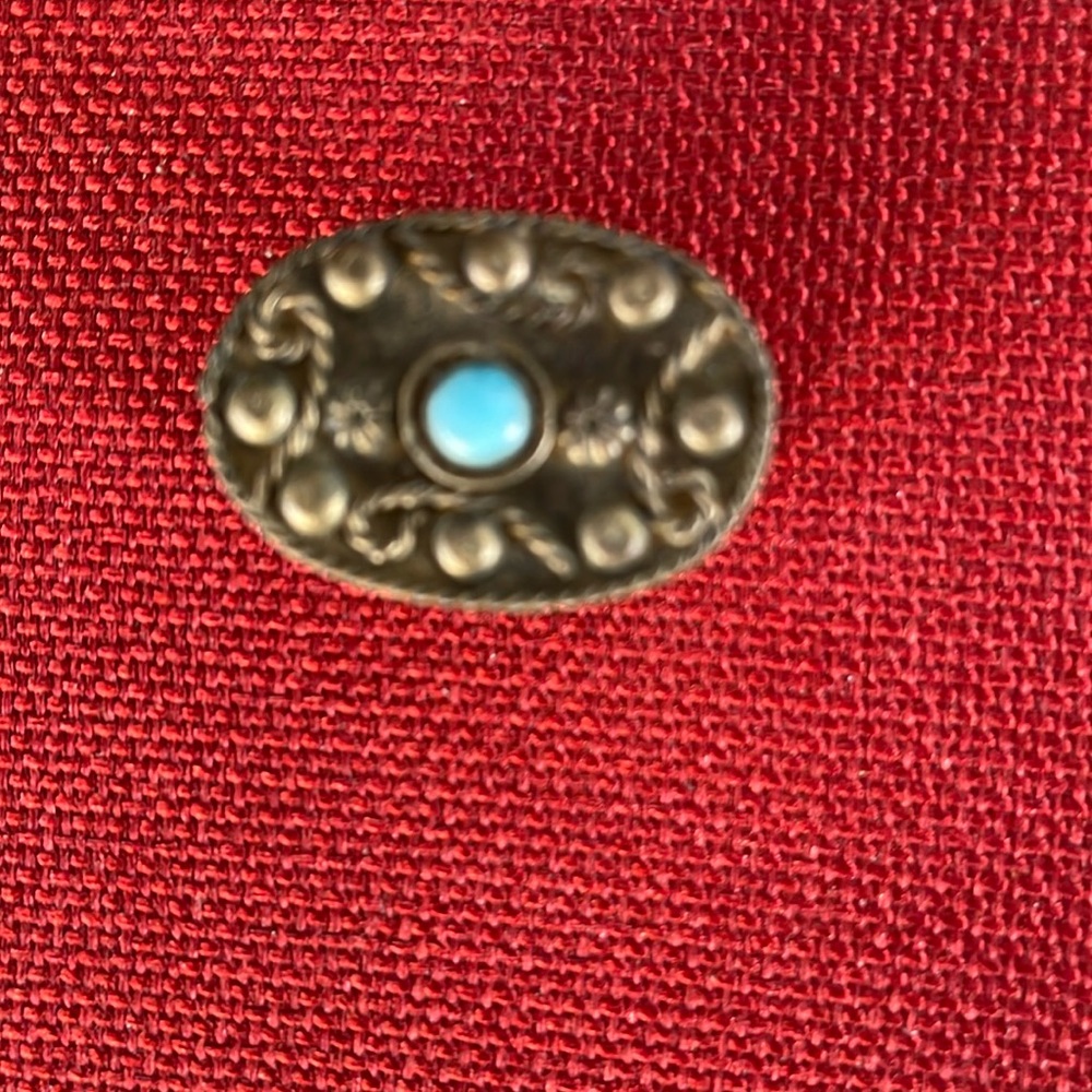 Adoralble Persian Pill box with turquise stone MINATURE